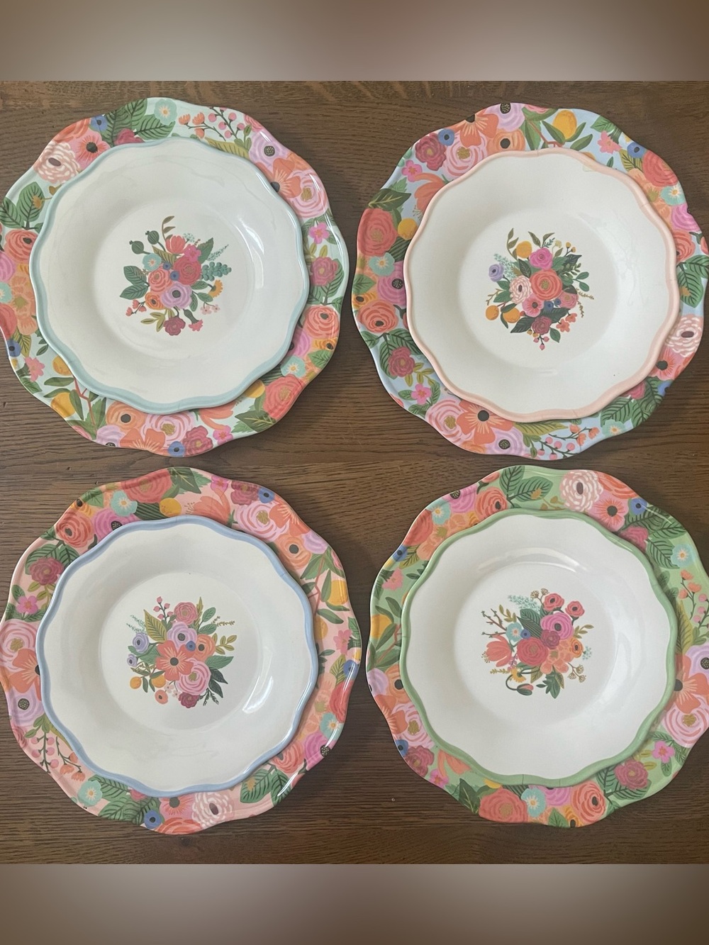 Rifle Paper Co. Melamine Garden Party Dinner & Salad plates - set of 8